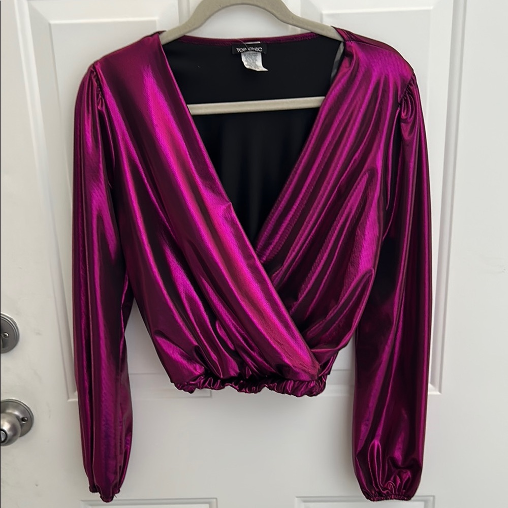 Forever 21 Pink Wrap Blouse with Long Sleeves